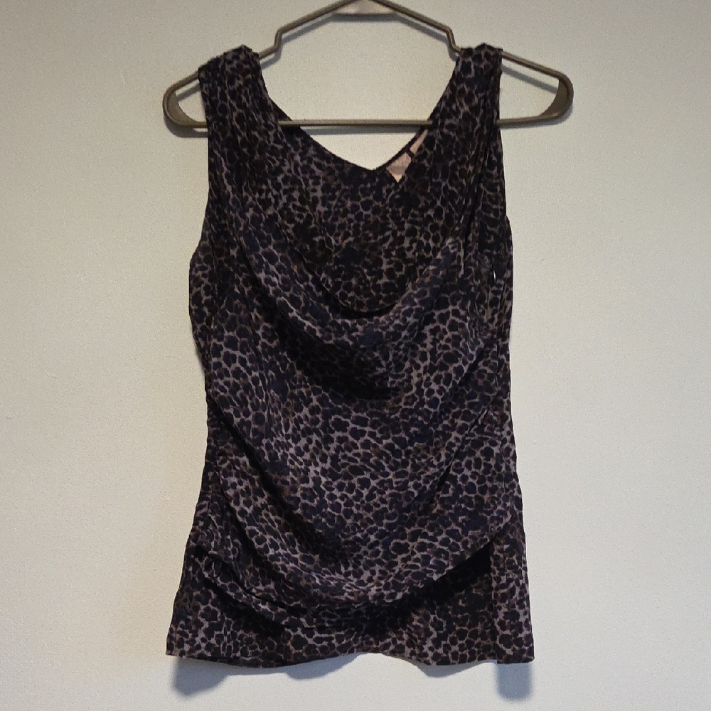 Chic Leopard Print Tank Top 100% Silk